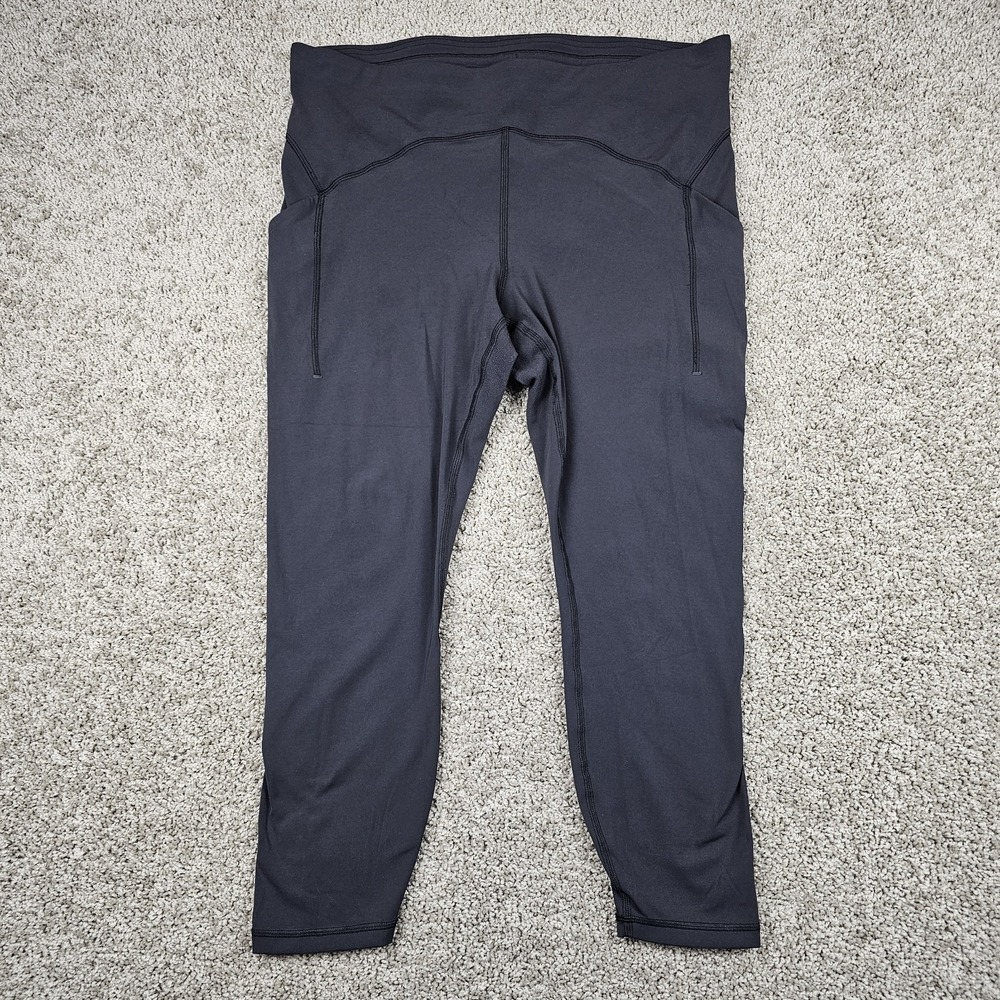 Lululemon Women's 16 Power Thru High Rise Tight Leggings 25" Black W5CVIS